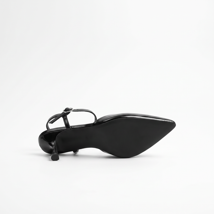 Black Lace Kitten Heel Slingback Pumps
