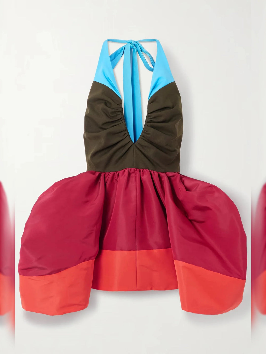 Colorblock Halter Pleated Top