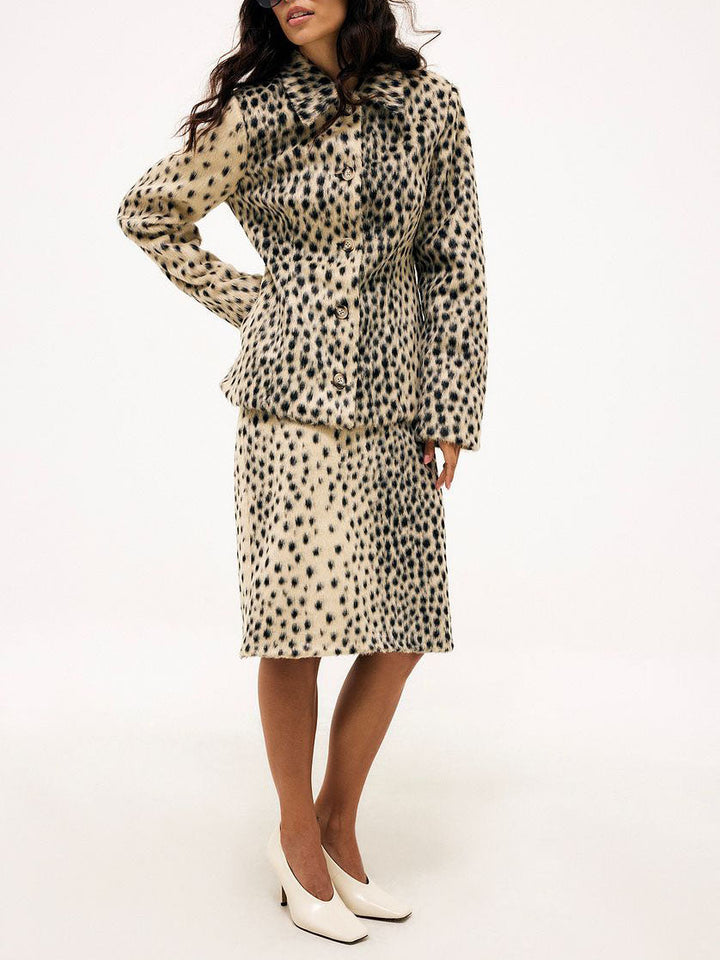 Printed Faux Fur Jacket