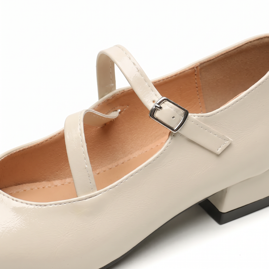 White Mary Jane Block Heels Office Wear
