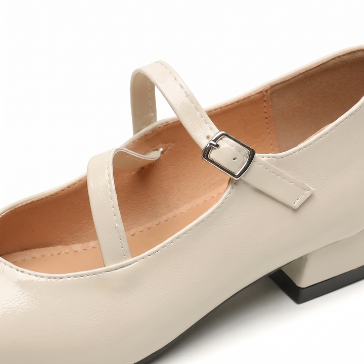 White Mary Jane Block Heels Office Wear