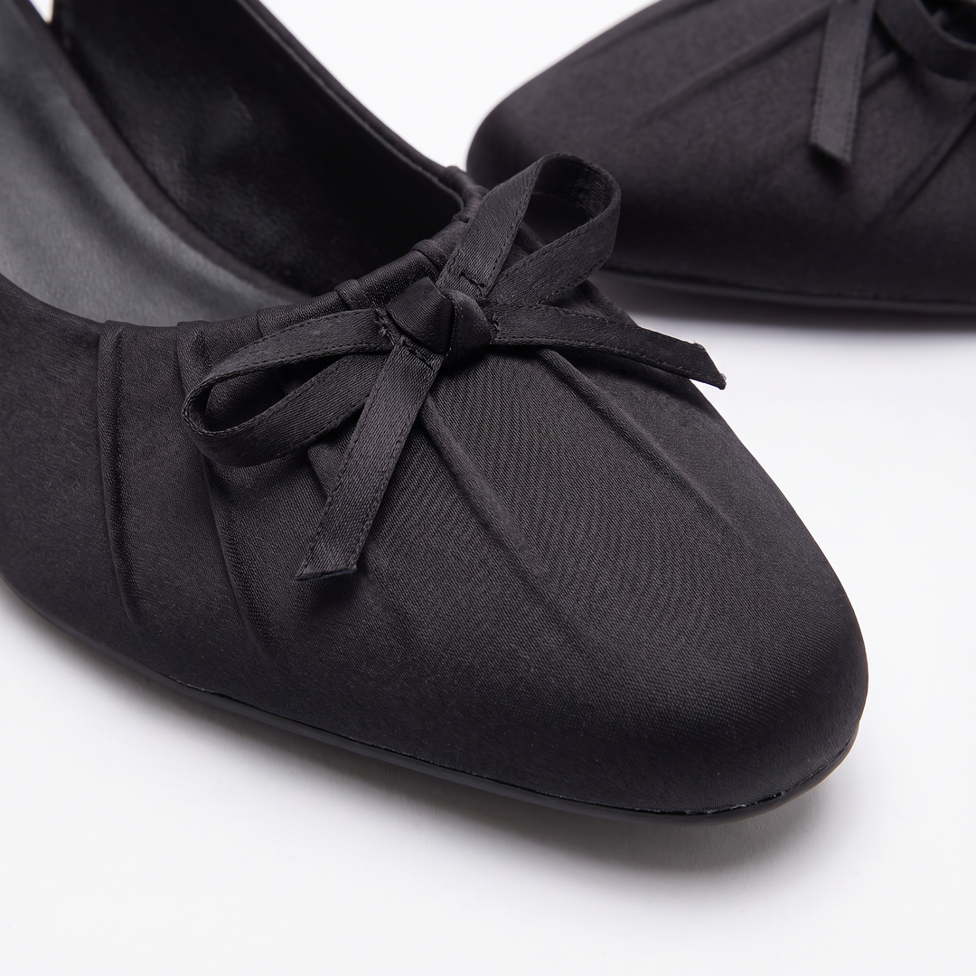 Black Bow Slingback Kitten Heels