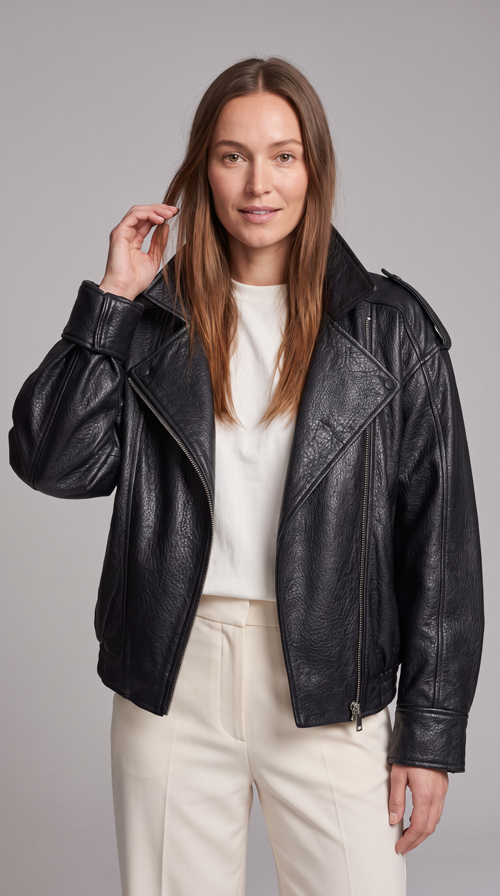 Black Stand Collar Zip Up Jacket