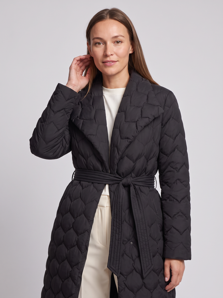 Belted Shawl Collar Puffer Coat