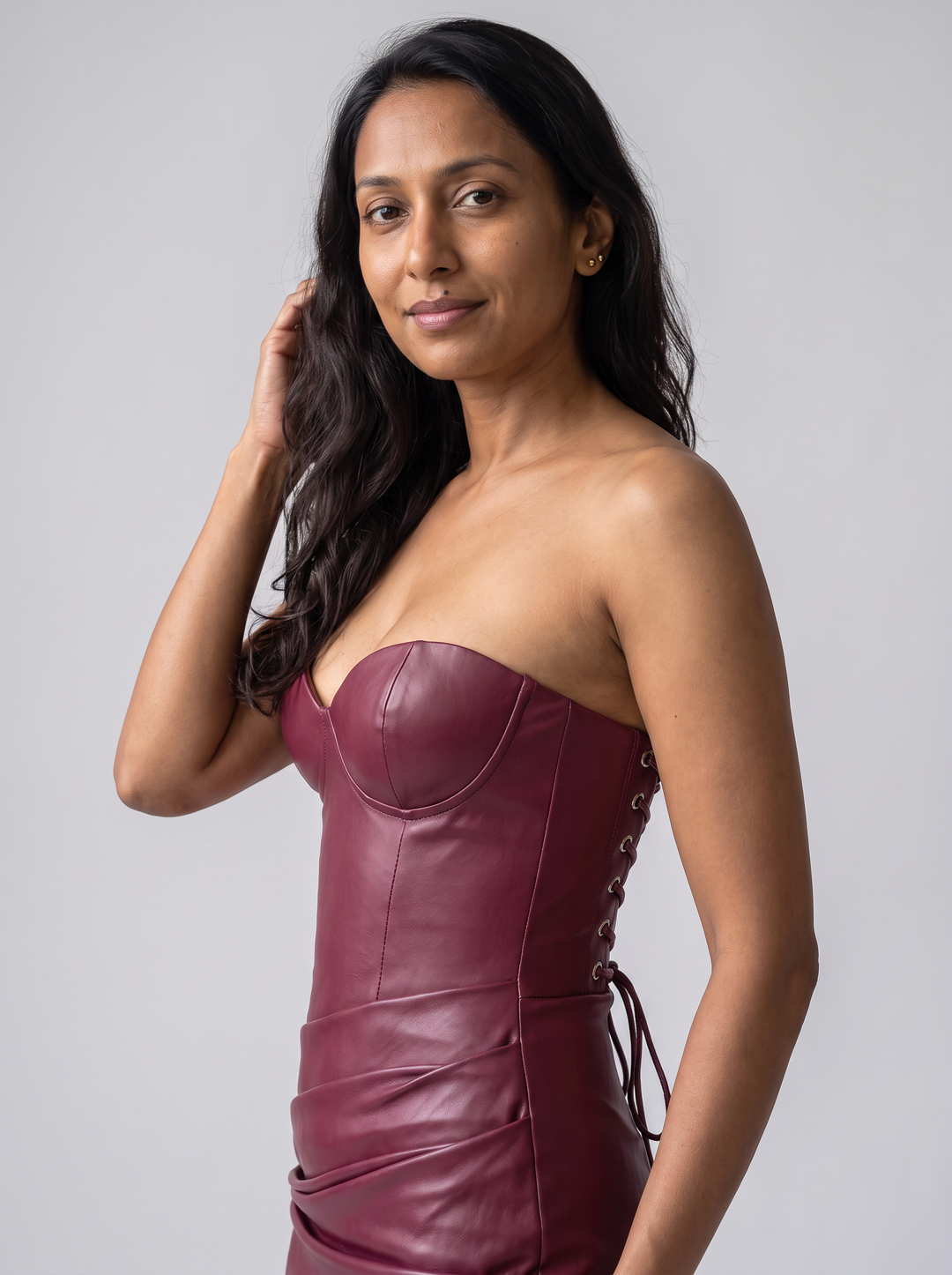 Lace Up Corset Midi Dress Evening