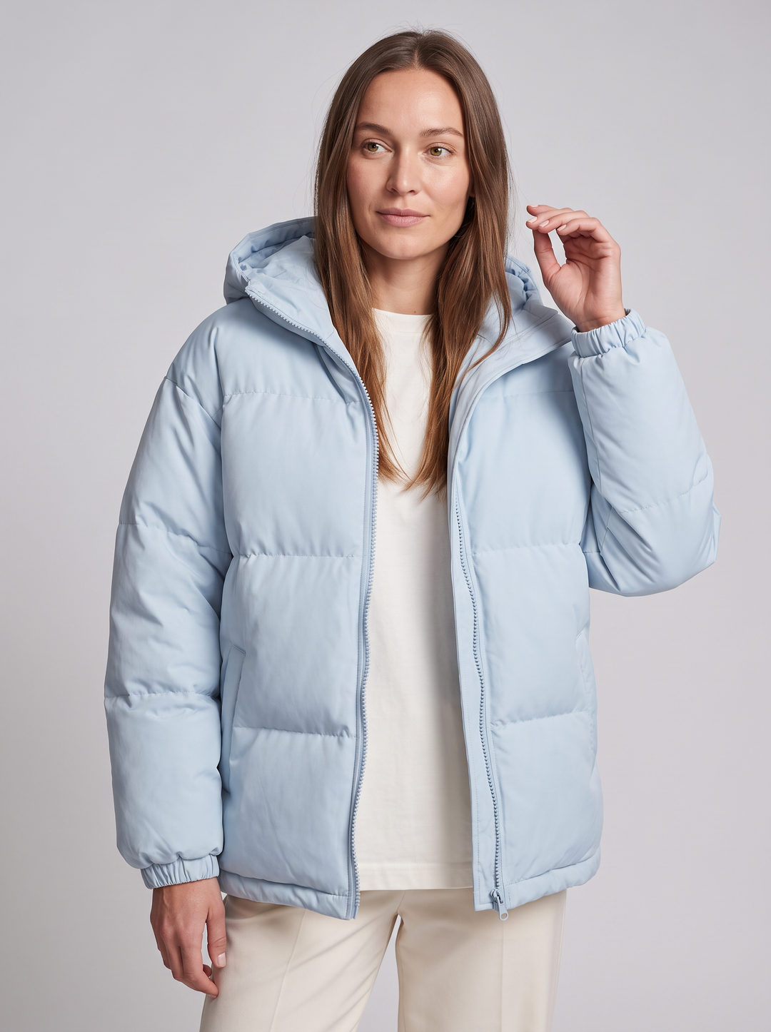 Hooded Blue Puffer Jacket for Winter Days