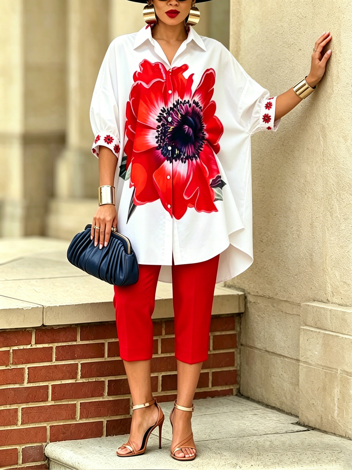 Elegant Artistic Floral Blouse for Women