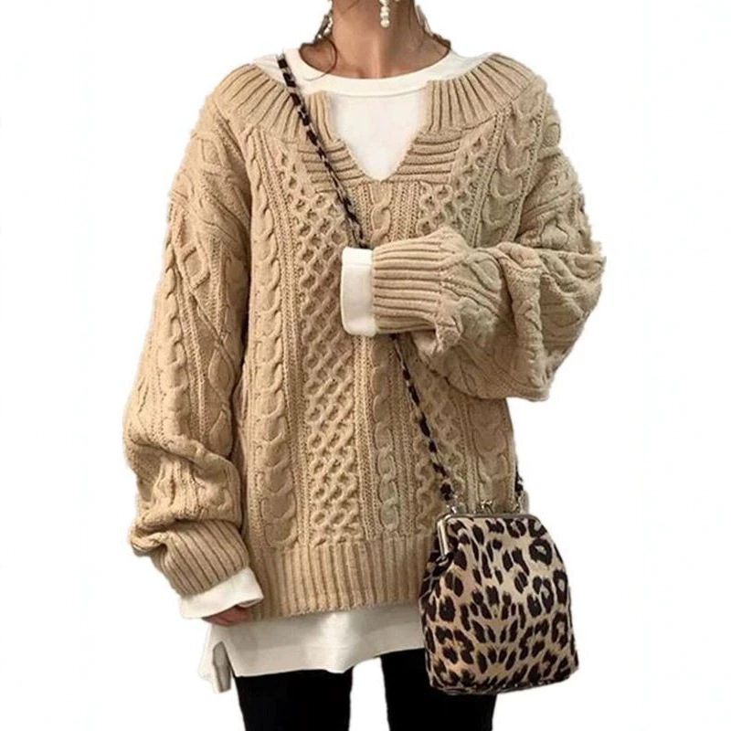 Thick Women's Cable Knit Sweater - Warm and Casual