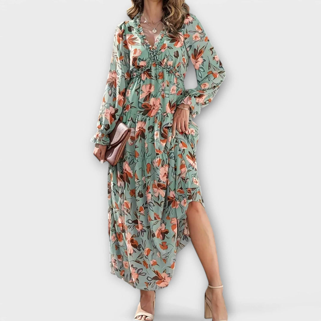 Elegant Ynah™ maxi dress by Emma & Rose Cape Town, flowing fabric and stylish design displayed in this full-length dress image.