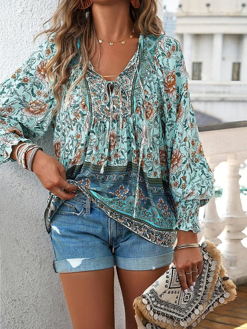 Helena Premium Floral Summer Top, view 8 - Elena Harper