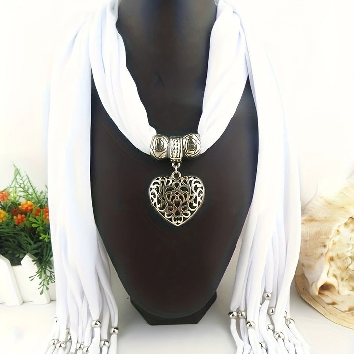Scarf with Vintage Heart Pendant
