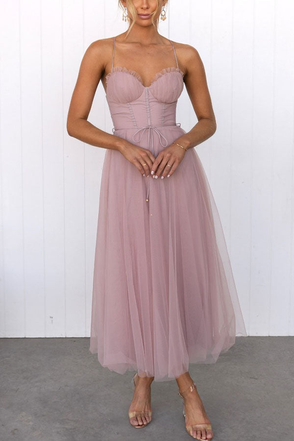 Elegant Long Dress with Bustier Flowing Ceremony Dress, view 8 - Elena Harper