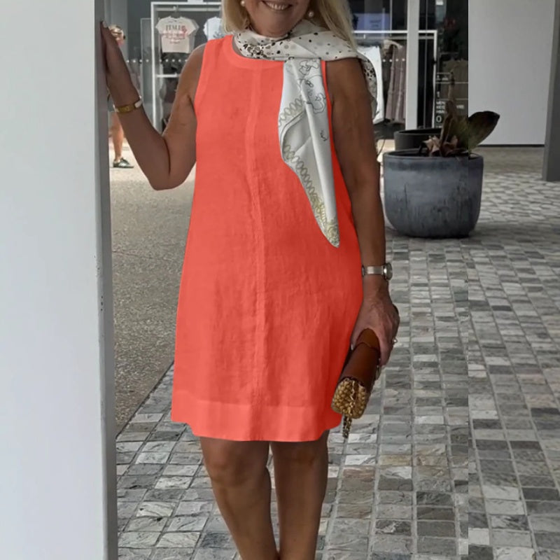 Amie Airy Summer Dress with Round Neckline, view 4 - Elena Harper