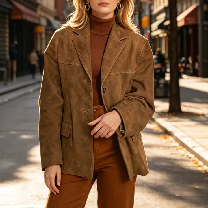 Retro Women's Coat with Pockets - Loose and Elegant