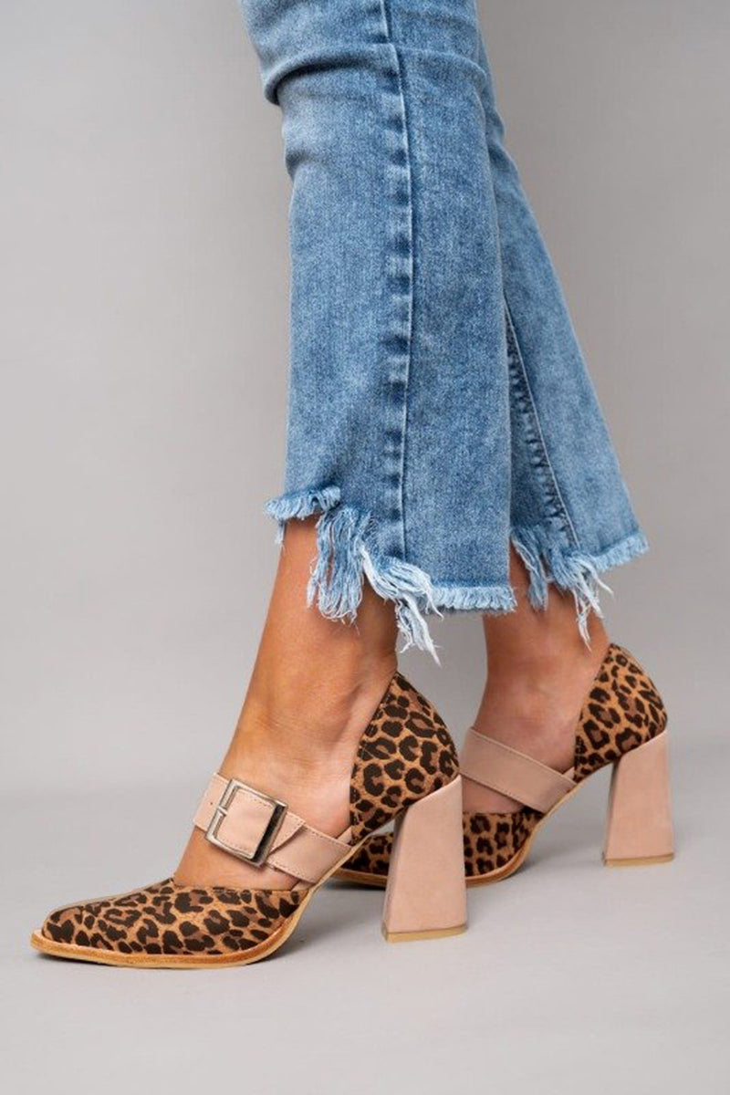 Selveta | Leopard suede sandals with stable heel