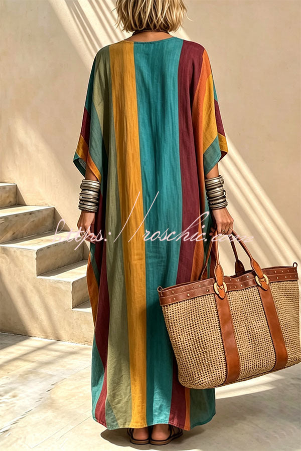 Nomad Stripe Oversized Linen Maxi Dress