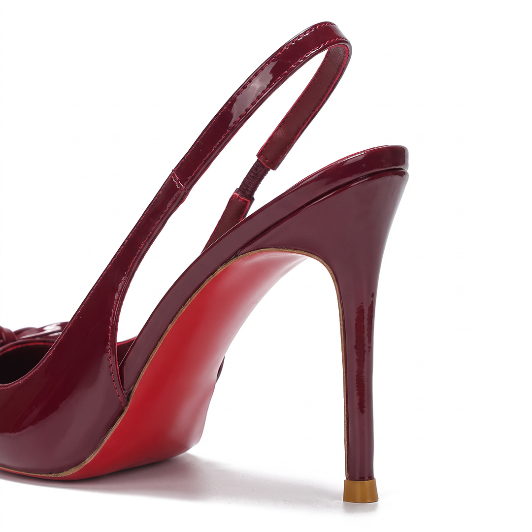 Burgundy Bow Knot Stiletto Heels Party