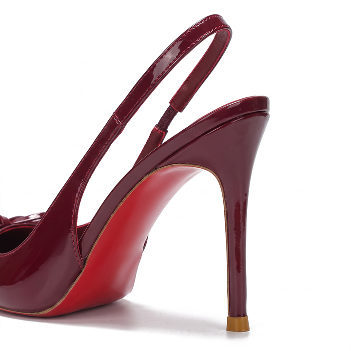 Burgundy Bow Knot Stiletto Heels Party