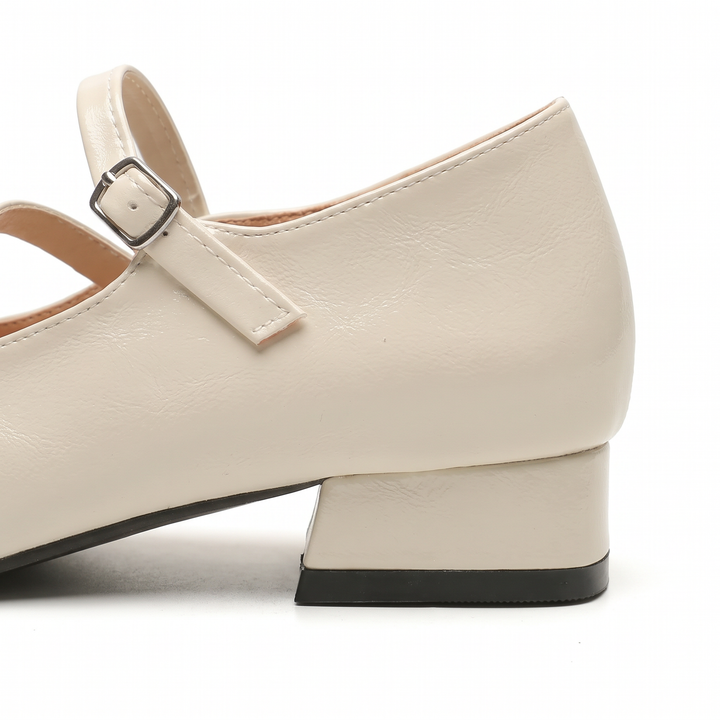 White Mary Jane Block Heels Office Wear