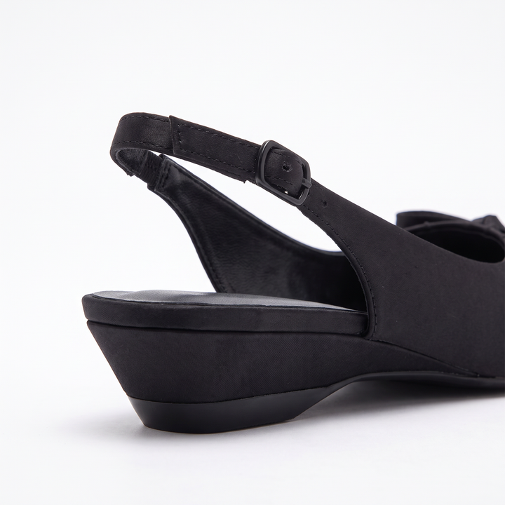 Black Bow Slingback Kitten Heels