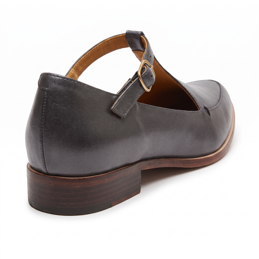Black T Bar Pointed Toe Sandals