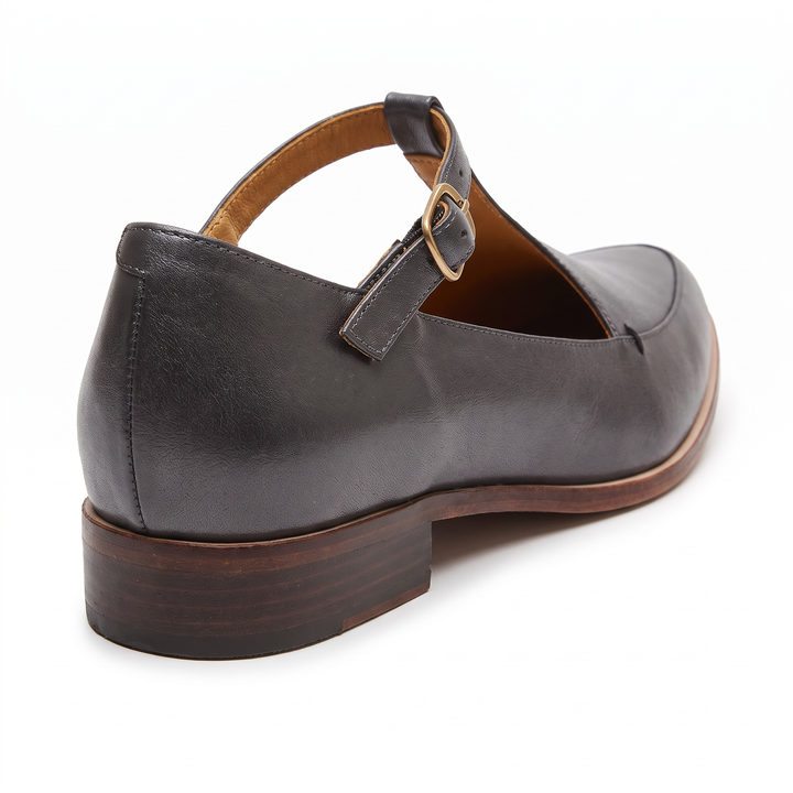 Black T Bar Pointed Toe Sandals