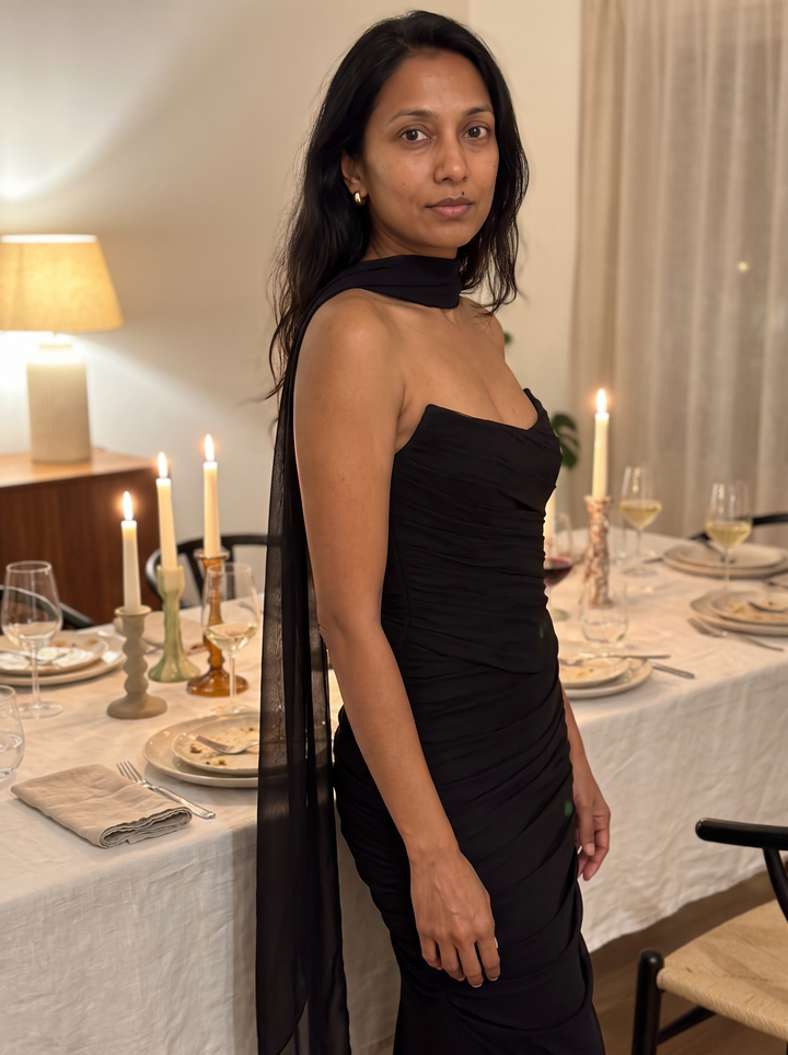 Corset Mesh Maxi Dress Evening