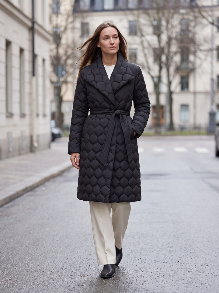 Belted Shawl Collar Puffer Coat