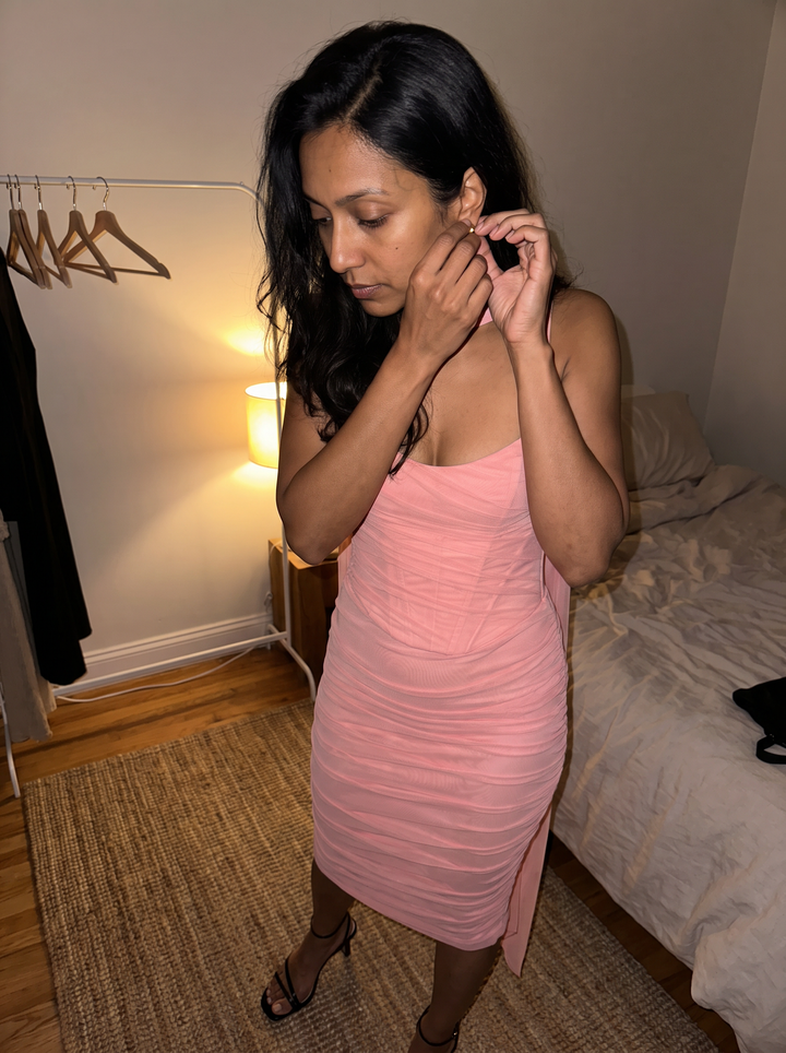 Pink Corset Evening Maxi Dress