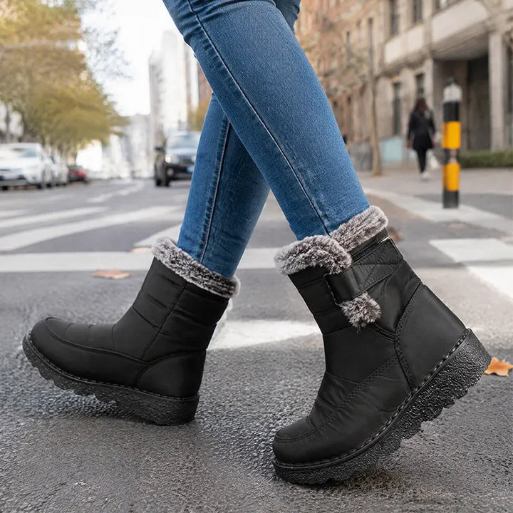 Adina Plush Trim Winter Ankle Boots - Elena Harper