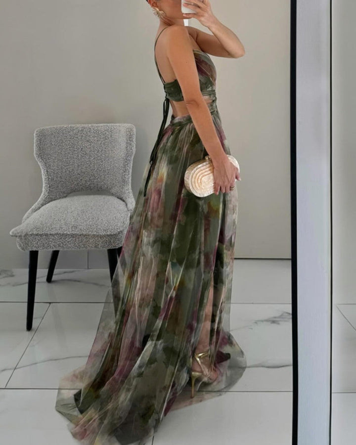 Elegant Fluid Maxi Dress for Women with Adjustable Straps