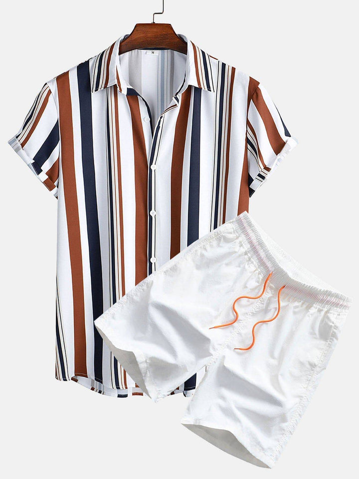 Emma & Rose Manhattan Frederik™ short-sleeved beach set, two-piece outfit with colorful patterns and lightweight fabric for summer wear.