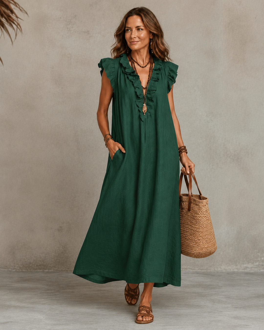 Renata™ | Elegant Belly-Hiding Dress with Ruffles