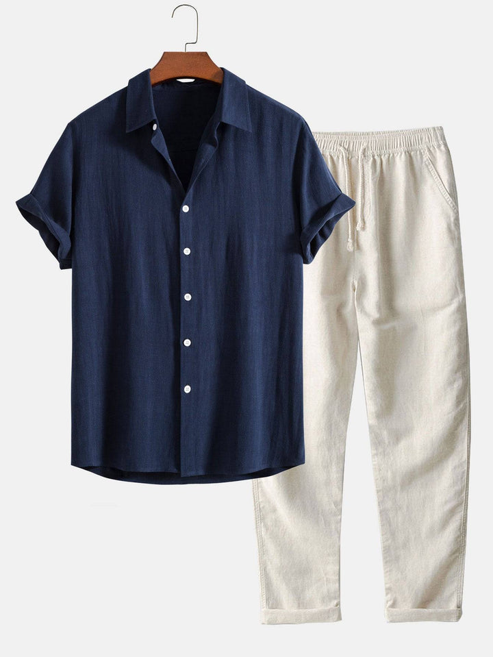 Reinier™ short-sleeved summer set by Emma & Rose Manhattan, featuring lightweight fabric in a bright, casual style.