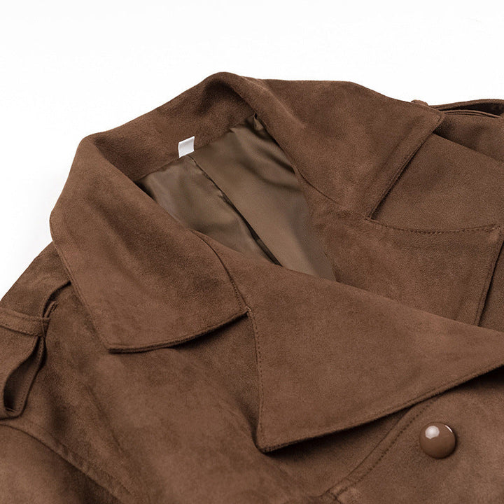 Women's Wrap Coat with Soft Suede Effect - Caleira