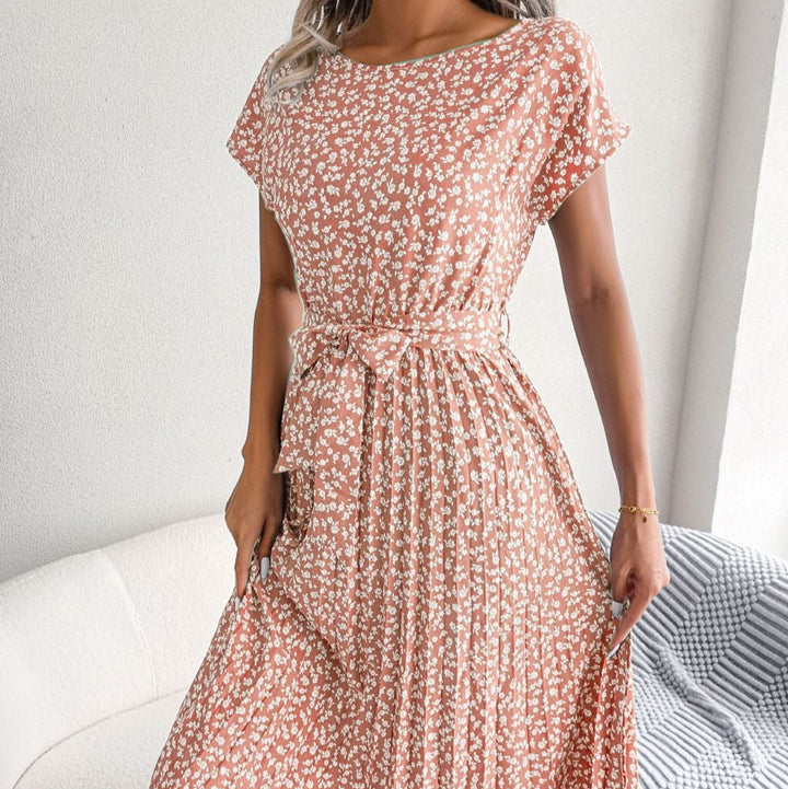 Floral Pleated Midi Dress for Women - Julieta