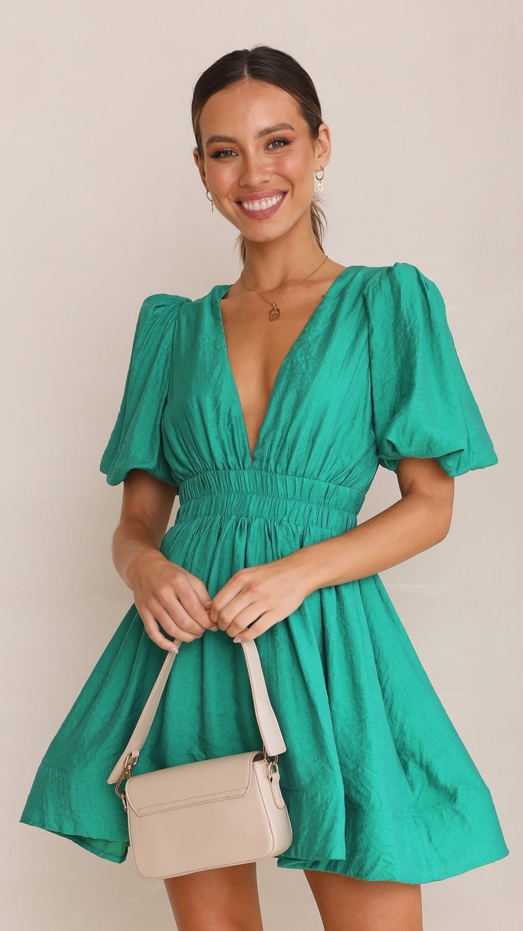 Darsela | Women's Spring Mini Dress with Puff Sleeves