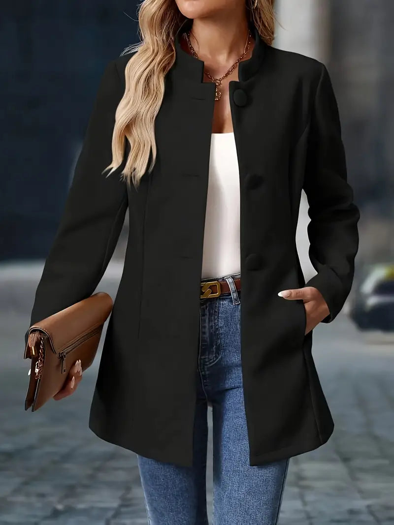 Valérie - Elegant Buttoned Jacket with High Collar
