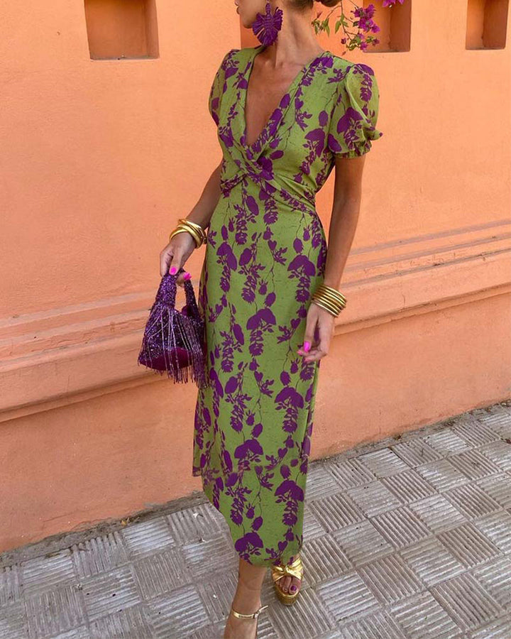 Della Women's Pleated Floral Print Boho Dress - Elena Harper
