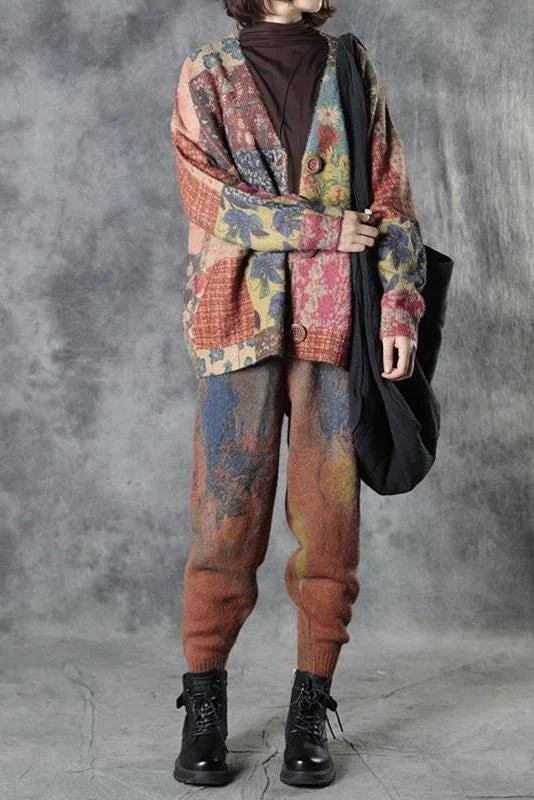Marieth Colorful Boho Knit Sweater with Floral Pattern, view 5 - Elena Harper