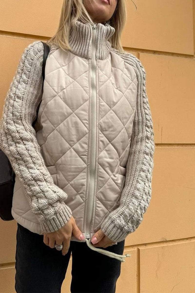 Minia Solid Color Patchwork Jacket, view 7 - Elena Harper