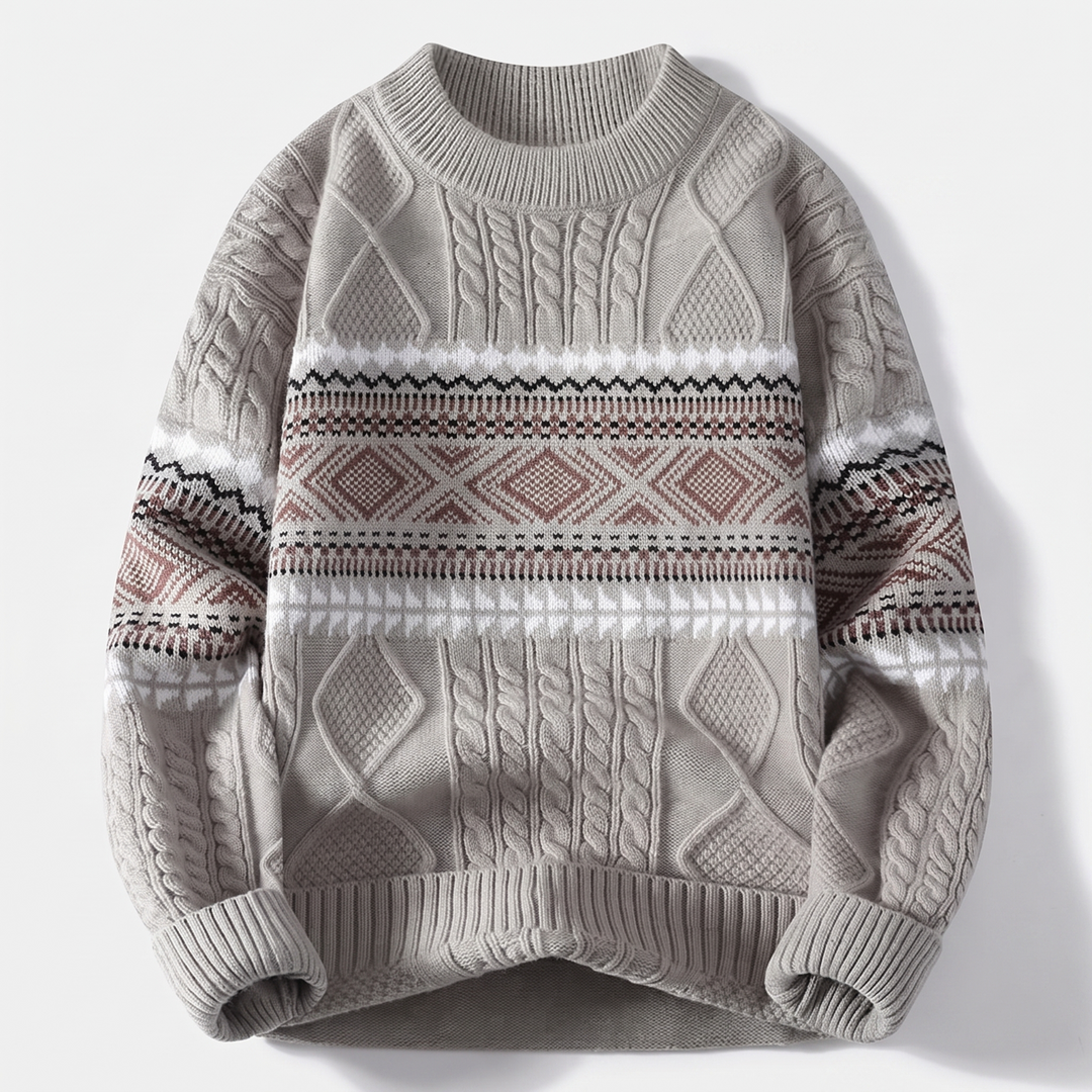 Matthias | Nordic Knit Sweater with Bold Cable Pattern