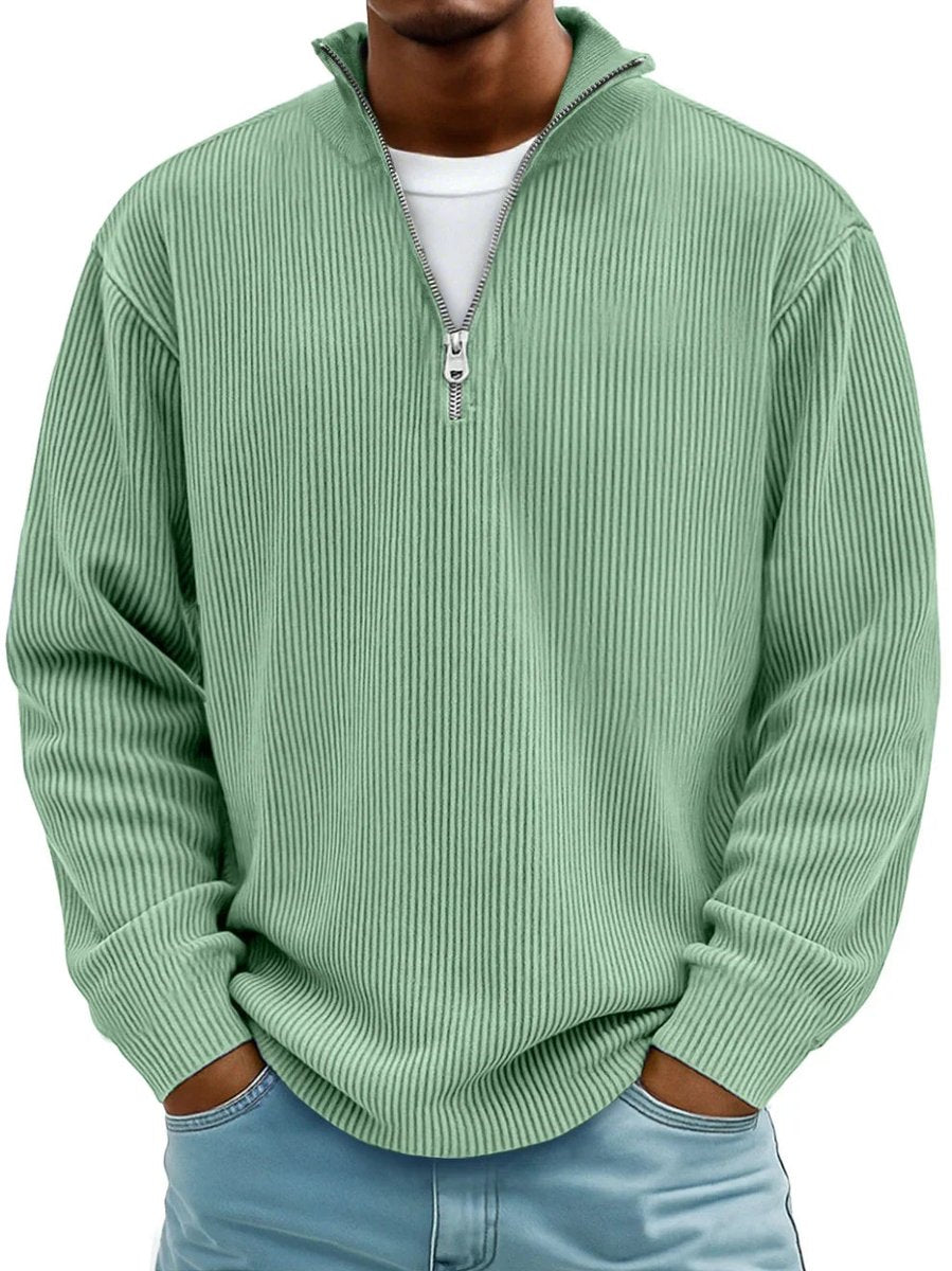 Tobias | Stylish Men's Ribbed Knit Sweater with Quarter-Zip