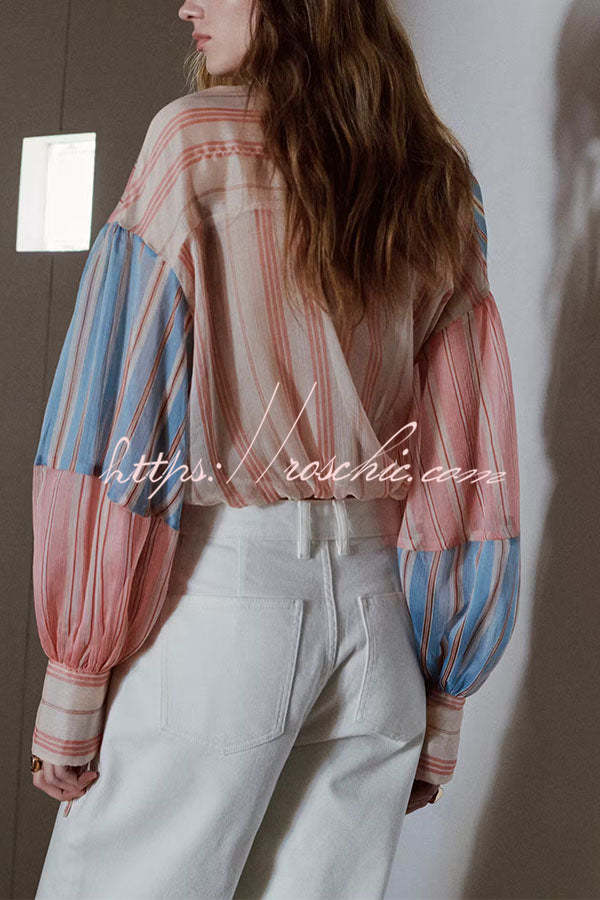 Plaid Wrap Tie Long Sleeve Shirt