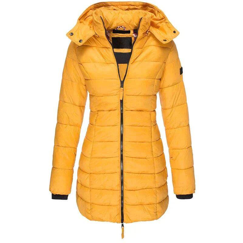 Women's Long Winter Puffer Jacket with Hood, view 7 - Elena Harper