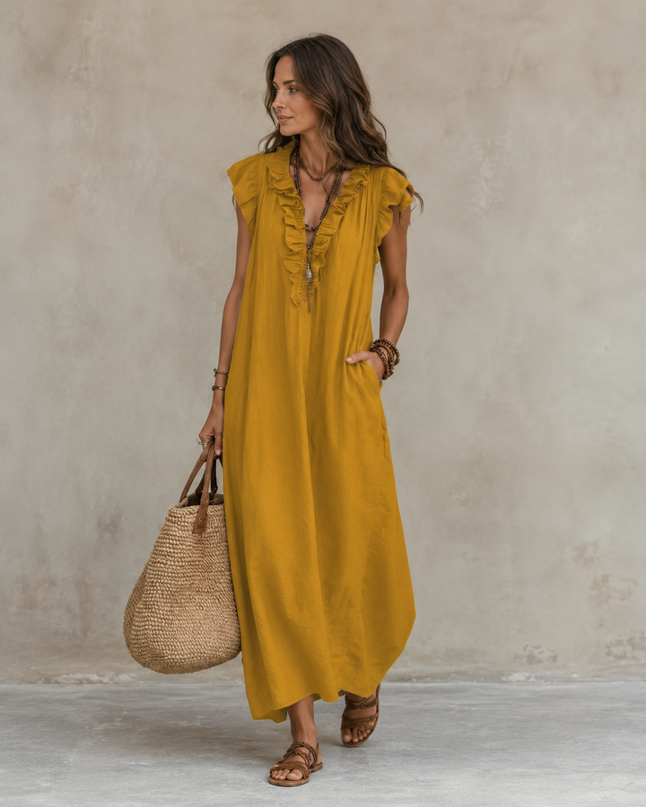 Renata™ | Elegant Belly-Hiding Dress with Ruffles