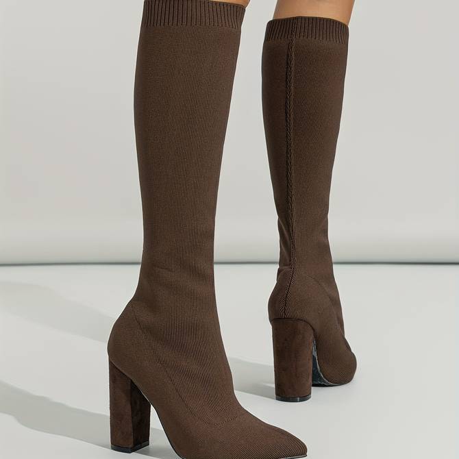 Stylish Knee-High Boots Brown Elegant and Timeless Look For Formal and Casual Occasions - Elena Harper
