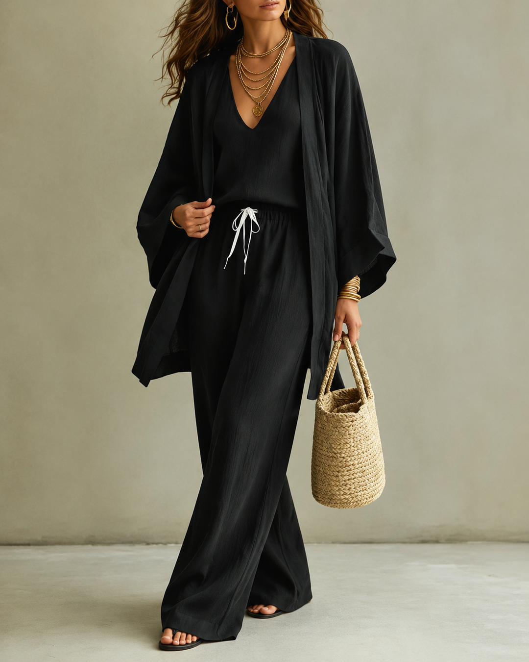 Amber™ | Relaxed 3-Piece Set with Non-Transparent Pants