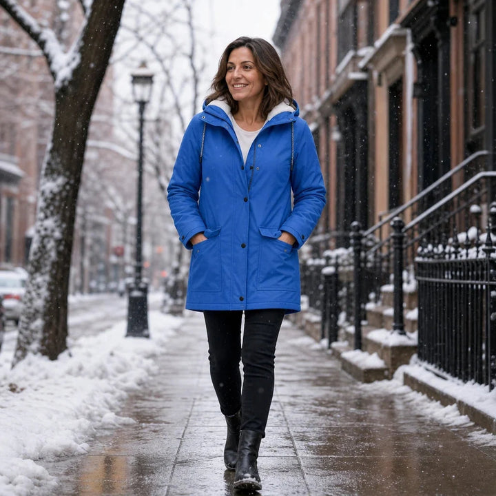 Mandy Warm and Stylish Fleece Winter Jacket with Hood - Elena Harper