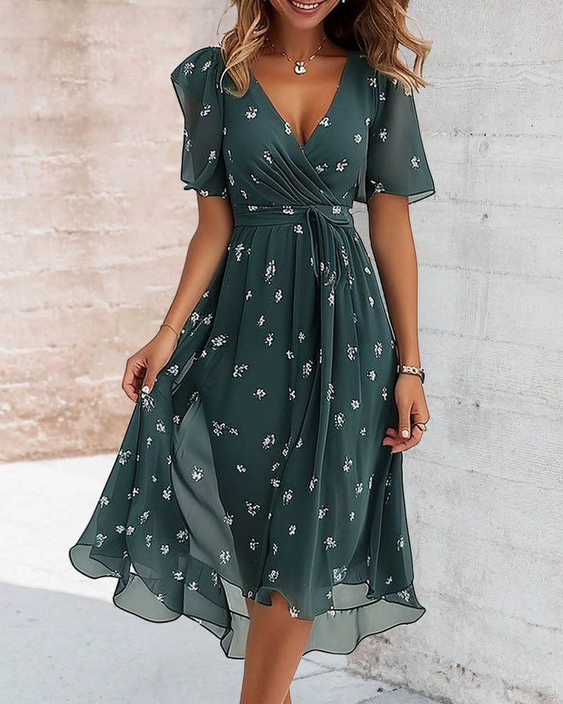 Ana Elegant Printed Dress for Women, view 5 - Elena Harper